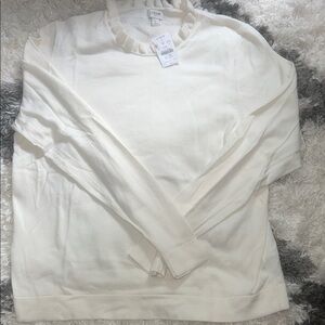 NWT!!! JCREW.Cream Sweater with Ruffled Neckline